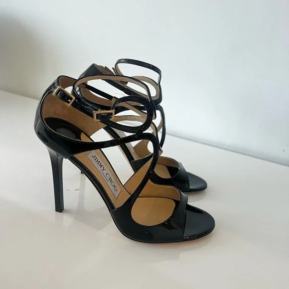 Jimmy Choo Black Patent Heels Size 37 - Picture 1 of 5